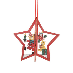 3D  Wood Hanging Ornaments Christmas Tree Decoration Craft For Children Christmas Accessories