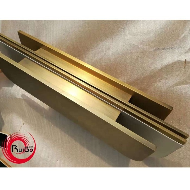 Luxury heavy weight antique brass aluminum and leather interior door pull handle