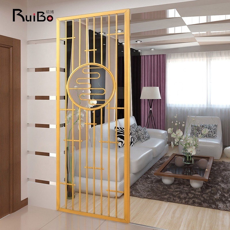 Custom stainless steel LED lamp with partition screen door porch checkered hollow-out decorative metal grille