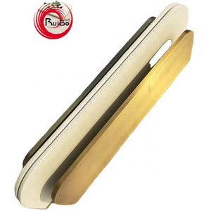 Luxury heavy weight antique brass aluminum and leather interior door pull handle