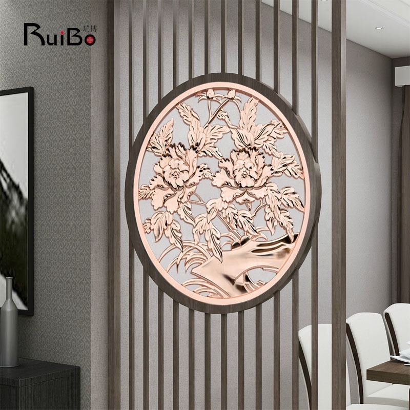 New Chinese style metal pendant hole in the wall stainless steel circular solid aluminum screen room partition