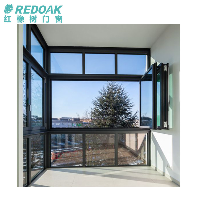 Redoak High Quality Hurricane Impact Accordion Aluminum Tempered Glass Bifold Window Horizontal Folding Windows