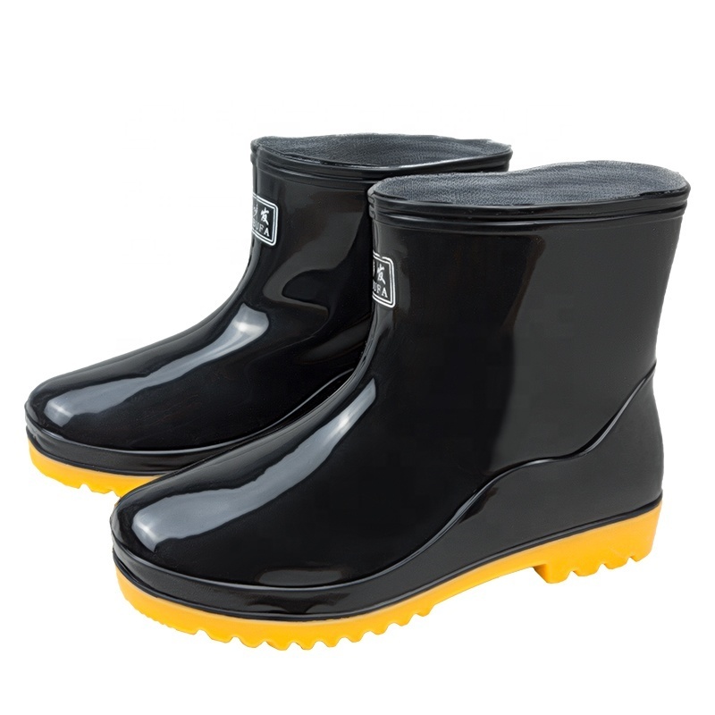 Protective Rain  Anti Slip Boots Good Quality Short Tube Classical PVC Abrasion Resistance Rain Boots For Men