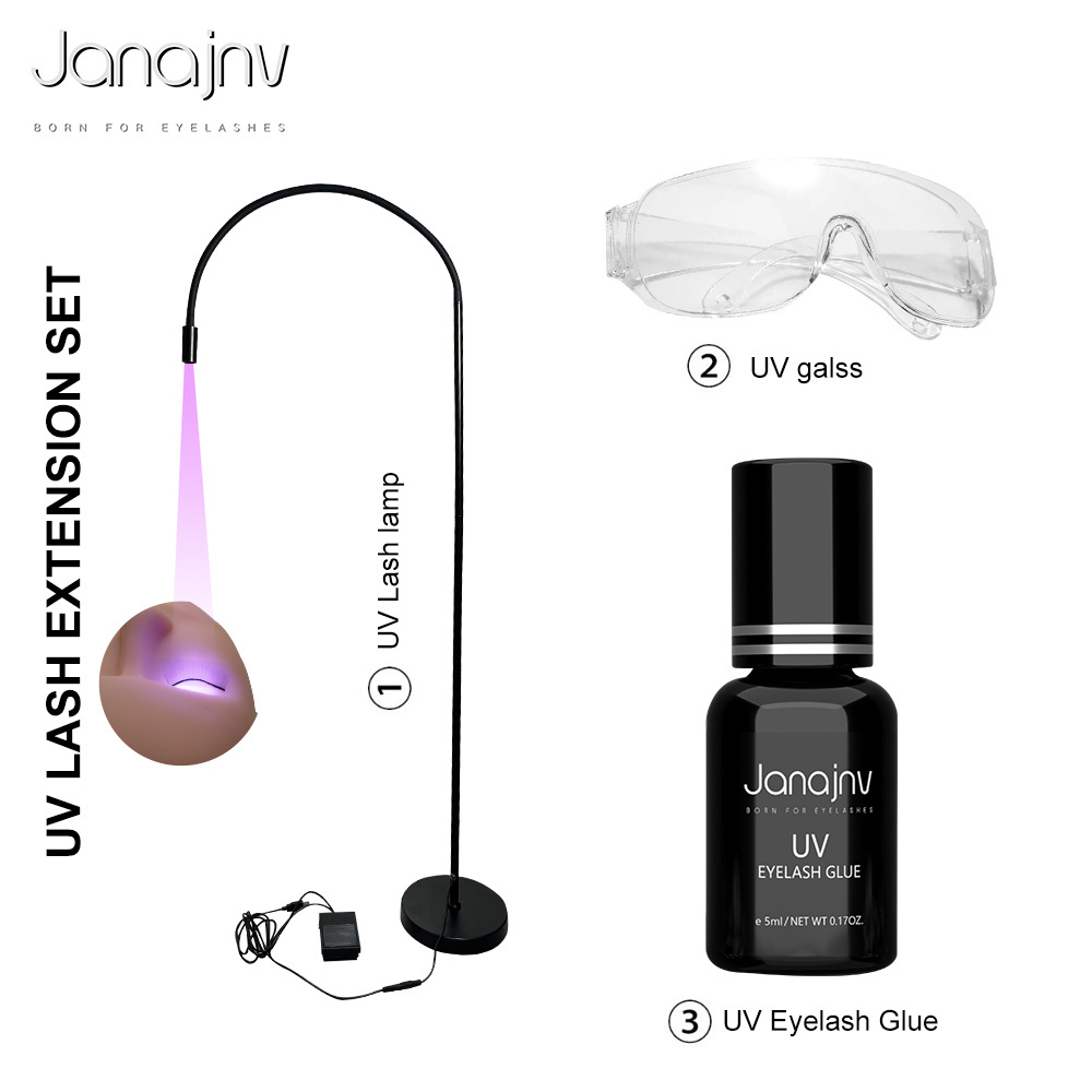 Janajnv wholesale 1-2 SEC uv individual beam light lash glue microwave uv curing clear uv lash glue