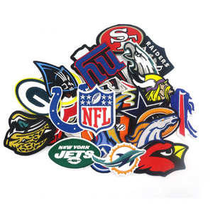 American football NFL League Rugby Team Logo Embroidered Cloth Heat Press patches Back Adhesive Sports Iron on Cloth Patch