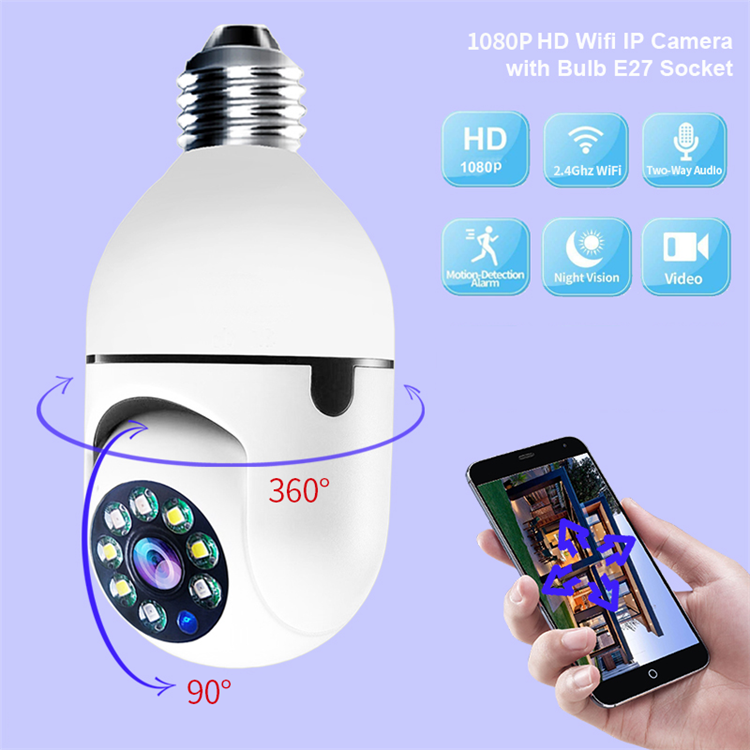 360 Degree HD 1080P CCTV Video Light Bulb E27  IP Wireless Mini Security Hidden Wifi Camera