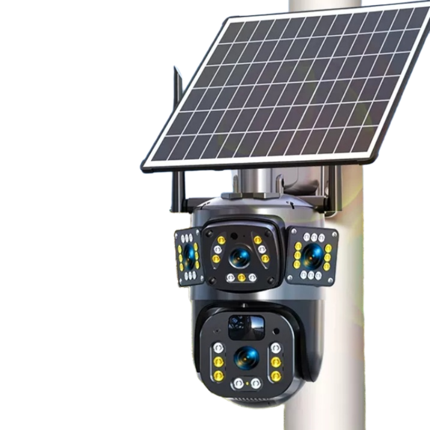 solar camera 4G V360PRO Three eyes and two pictures outdoor solar closed circuit TV PTZ camera 1080P  Card 32G