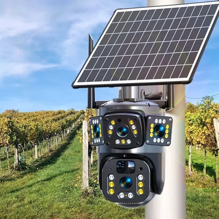 solar camera 4G V360PRO Three eyes and two pictures outdoor solar closed circuit TV PTZ camera 1080P  Card 32G