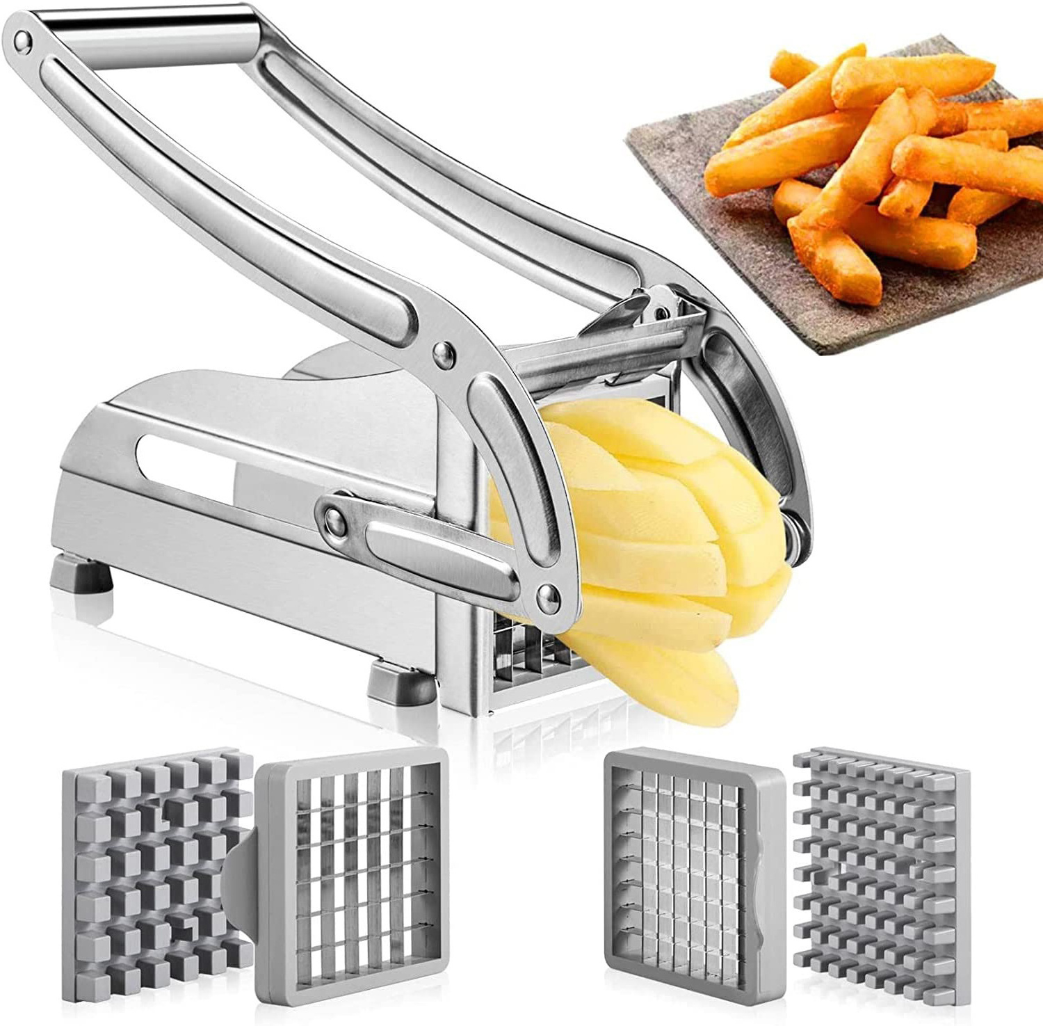 Sturdy Kitchen Gadgets Stainless Steel Vegetable Fruit Chips Slicer Manual Potato Cutter French Fries Cutter