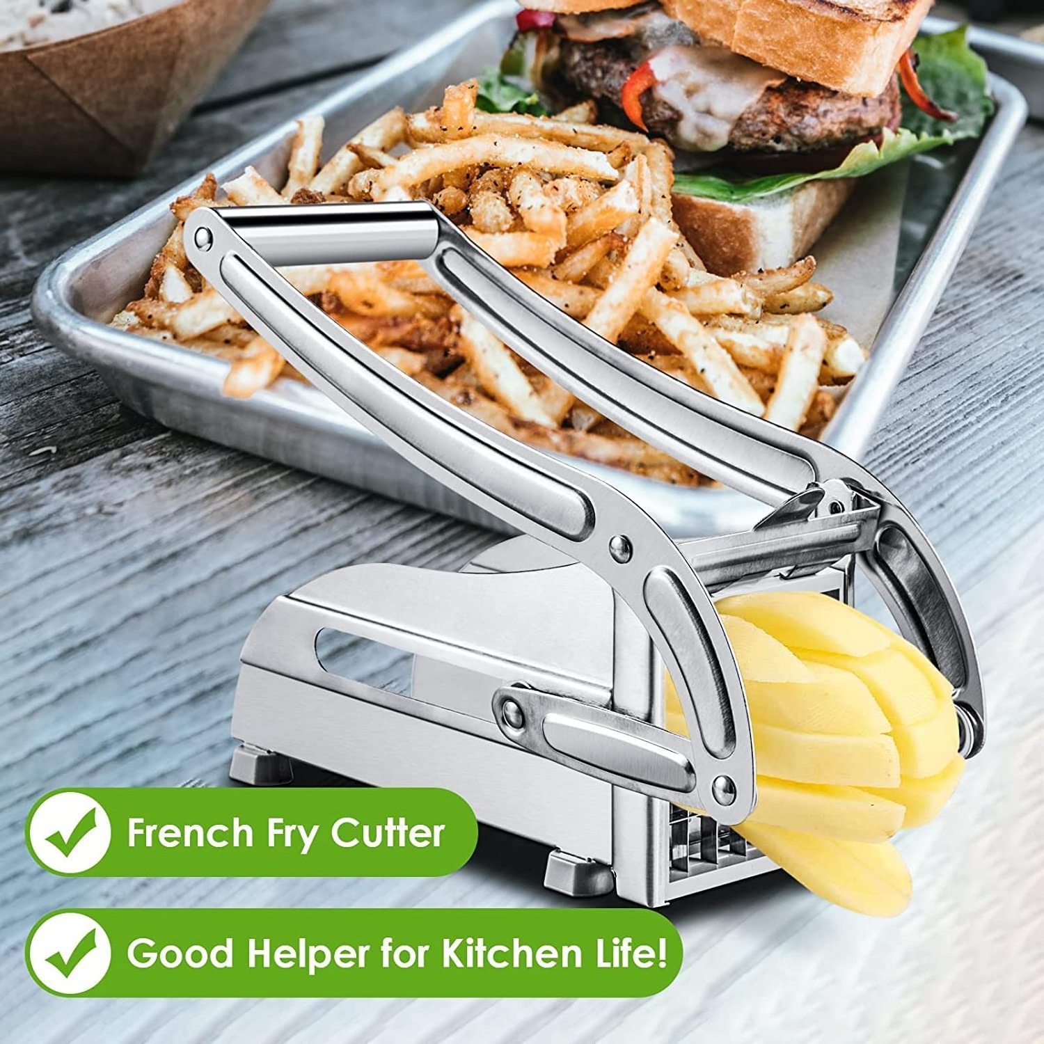 Sturdy Kitchen Gadgets Stainless Steel Vegetable Fruit Chips Slicer Manual Potato Cutter French Fries Cutter