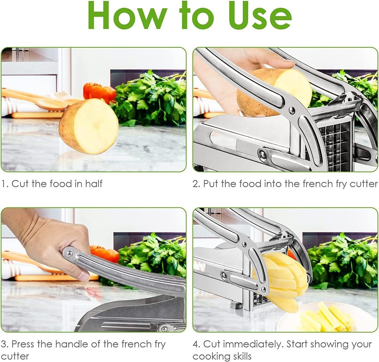 Sturdy Kitchen Gadgets Stainless Steel Vegetable Fruit Chips Slicer Manual Potato Cutter French Fries Cutter