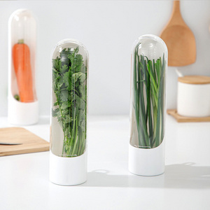 Cilantro Mint Parsley Asparagus Container Fresh Herb Storage Keeper Preserver Herb Saver For Refrigerator