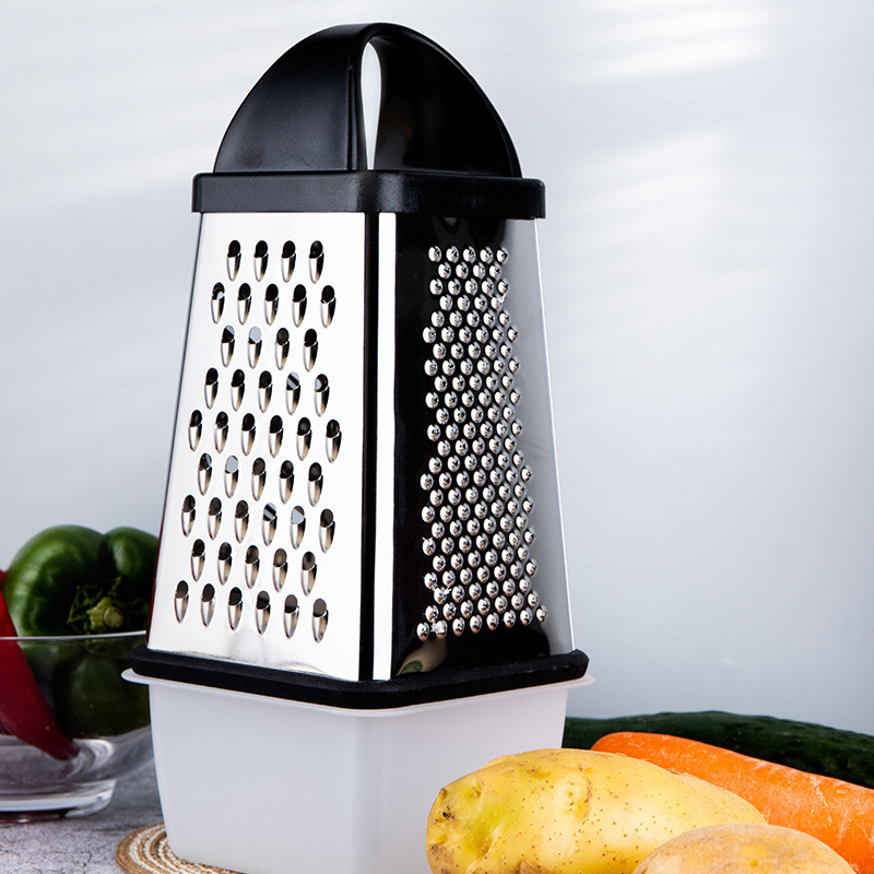 4 Sides Multifunctional Box Grater Cheese Zester Cheese Vegetable Grater With Container