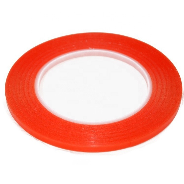 8 MM Width 25 M Length Heat Resistant Clear Double Side Strong High Adhesion Double Sided Tape Red Liner for phone