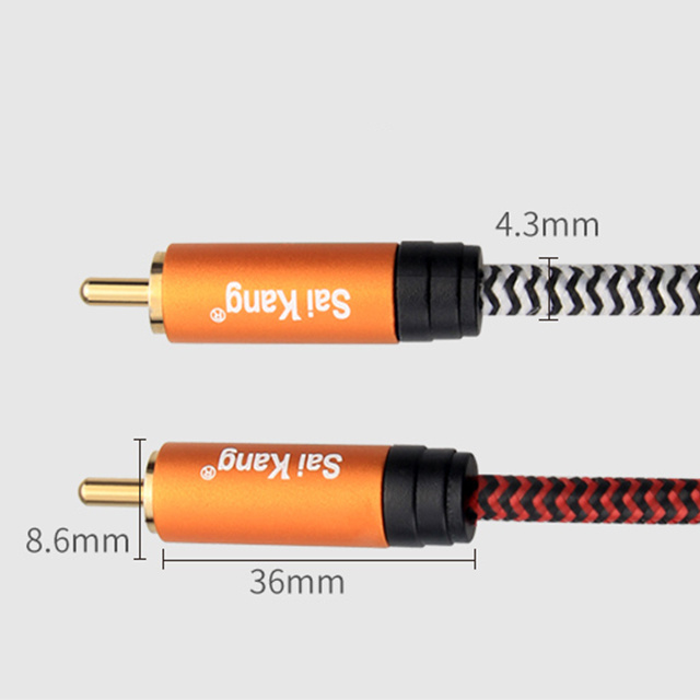 High quality RCA Audio Cable 2 RCA to 2 RCA 24K Gold Plated Oxygen Free Shielded Male To Male Audio Cable Pro Series