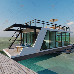 Newly designed water floating house boat Luxury aluminum floating boat for sale