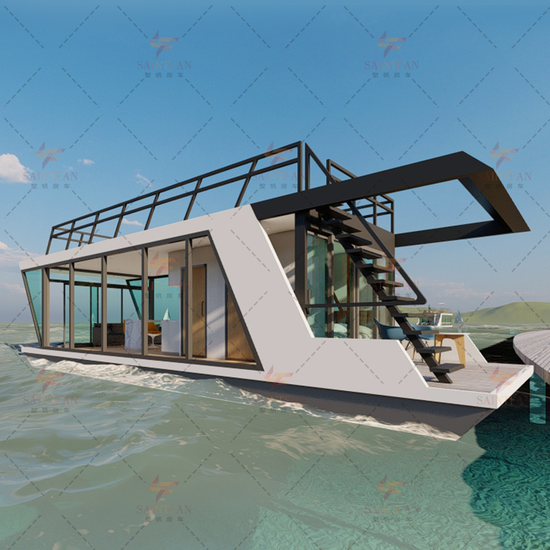 Newly designed house boat Aluminum pontoon boat for sale Space capsule house