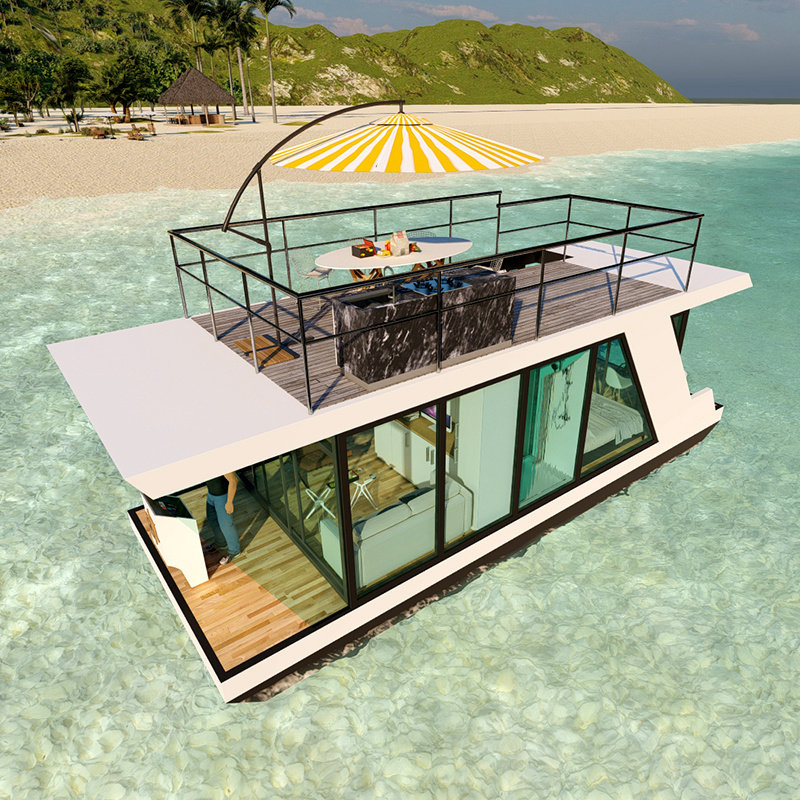 Luxury Modern home Small Floating house Small House Boat Floating Hotel Pontoon Boathouse