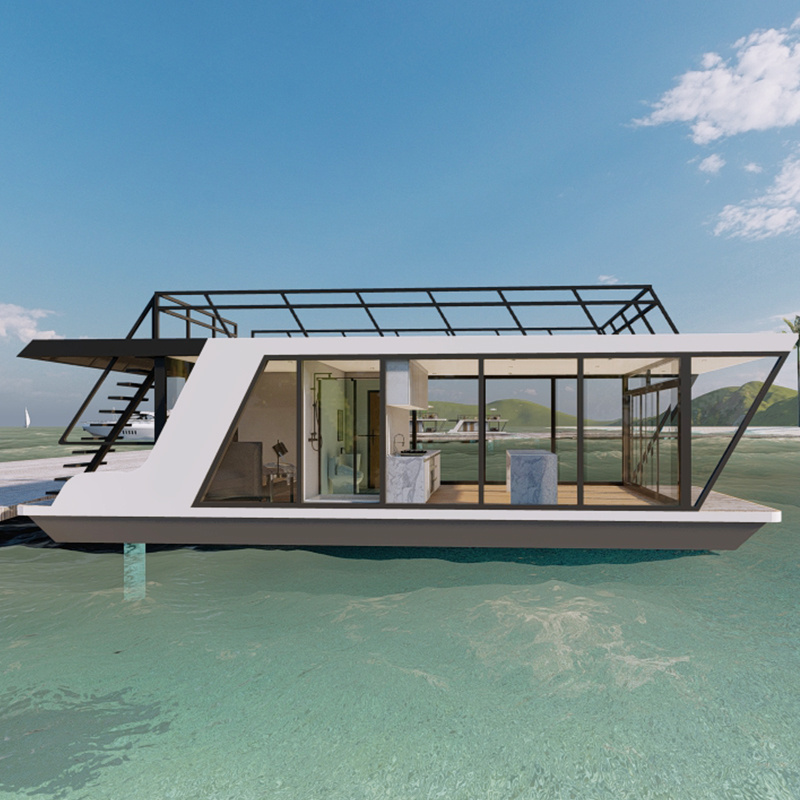 Newly designed water floating house boat Luxury aluminum floating boat for sale