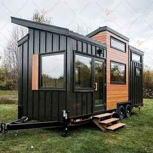 Prefabricated modern Australian New Zealand American design mobile Small house Cabin wheel trailer Wooden small house kit