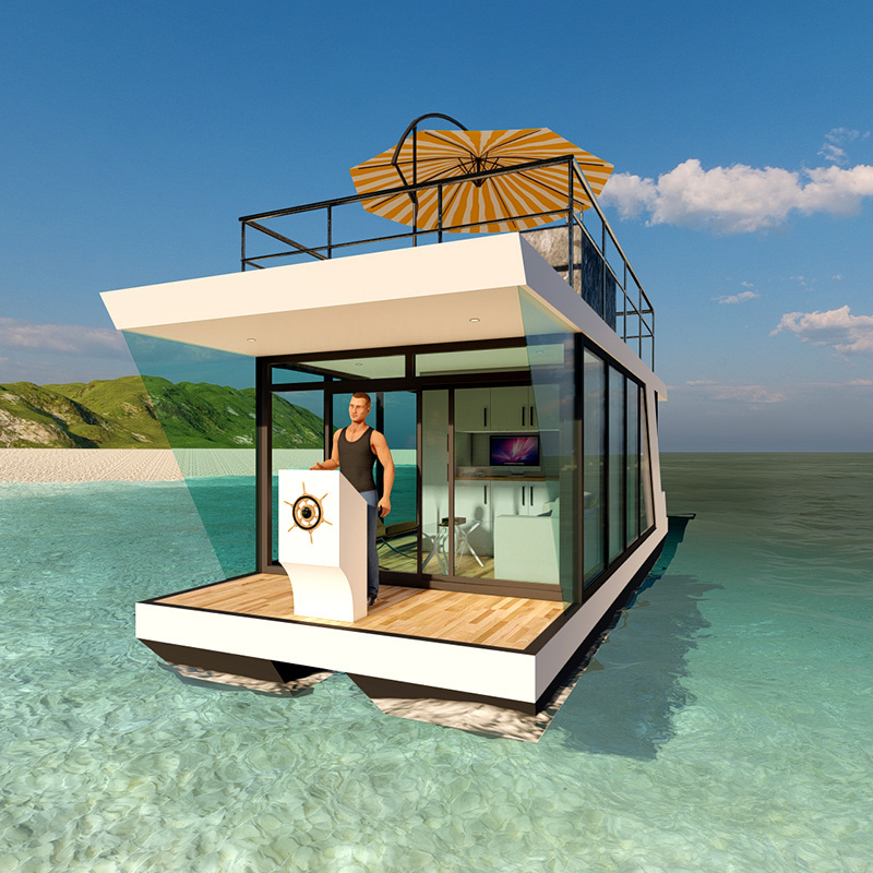 Luxury Modern home Small Floating house Small House Boat Floating Hotel Pontoon Boathouse