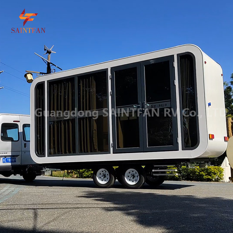 Prefabricated modular container house portable trailer office cabin on chassis mobile tiny home on wheels