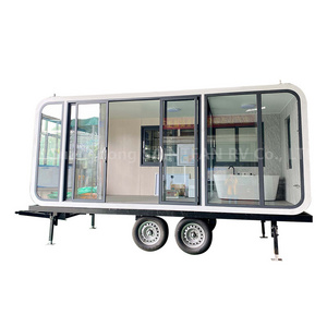 Prefabricated modular container house portable trailer office cabin on chassis mobile tiny home on wheels