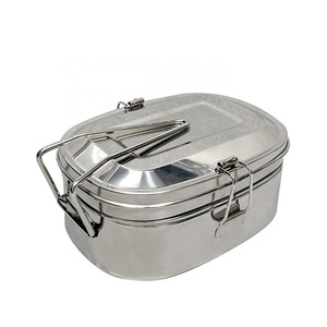 Stainless Steel Food Thermal Kids Food Container Leak Proof 2 Layer Bento Lunch Box