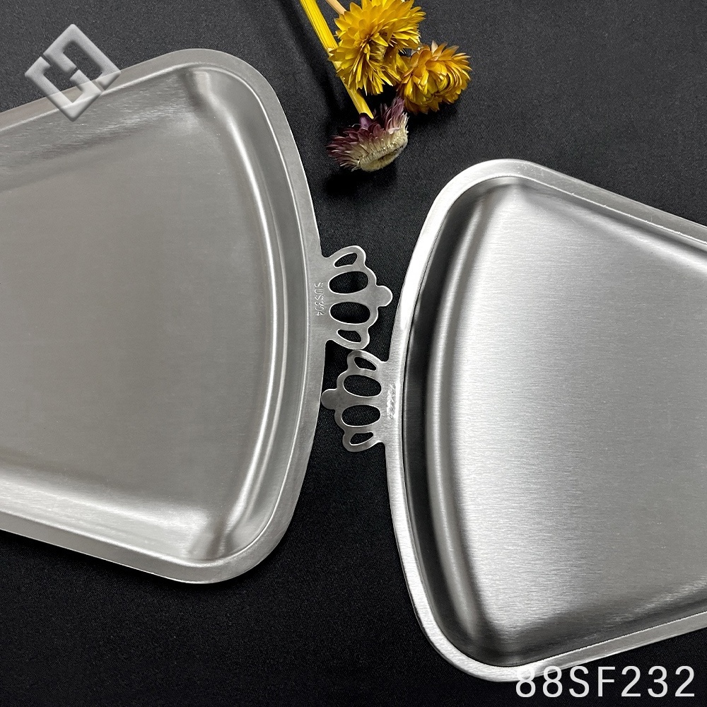 Stainless Steel 304 Dinner Plate Korean Style Crown Shape Dishes Plate Party Food Flat Tray Barbecue Dessert Plat