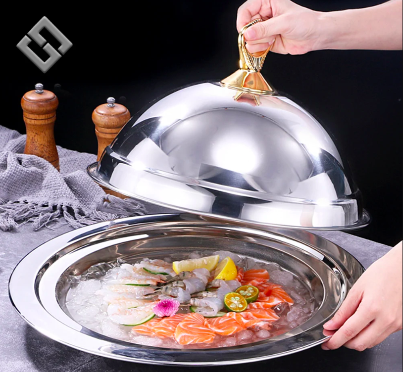 Steak Display Tray Dome Set Luxury Stainless Steel Insulation Insulation Stainless Steel Food Cover Plate Cover