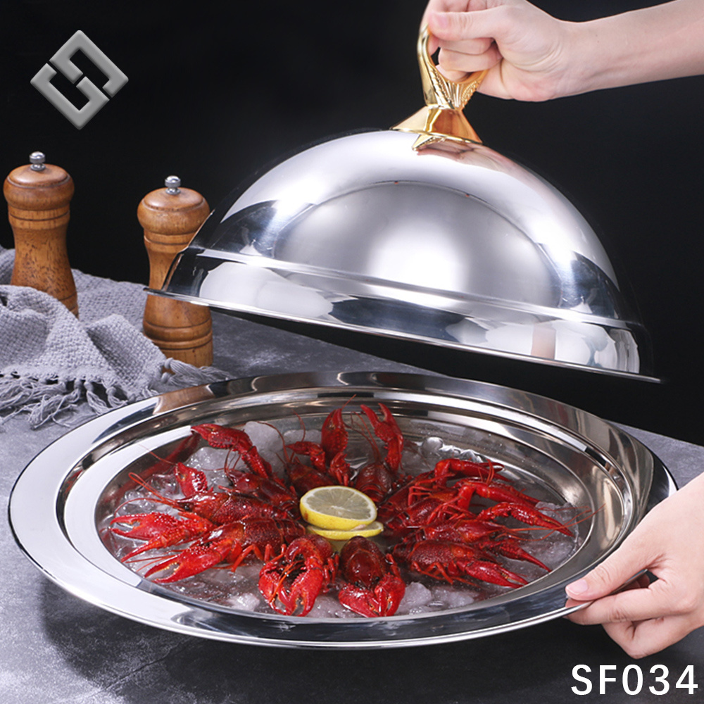 Steak Display Tray Dome Set Luxury Stainless Steel Insulation Insulation Stainless Steel Food Cover Plate Cover