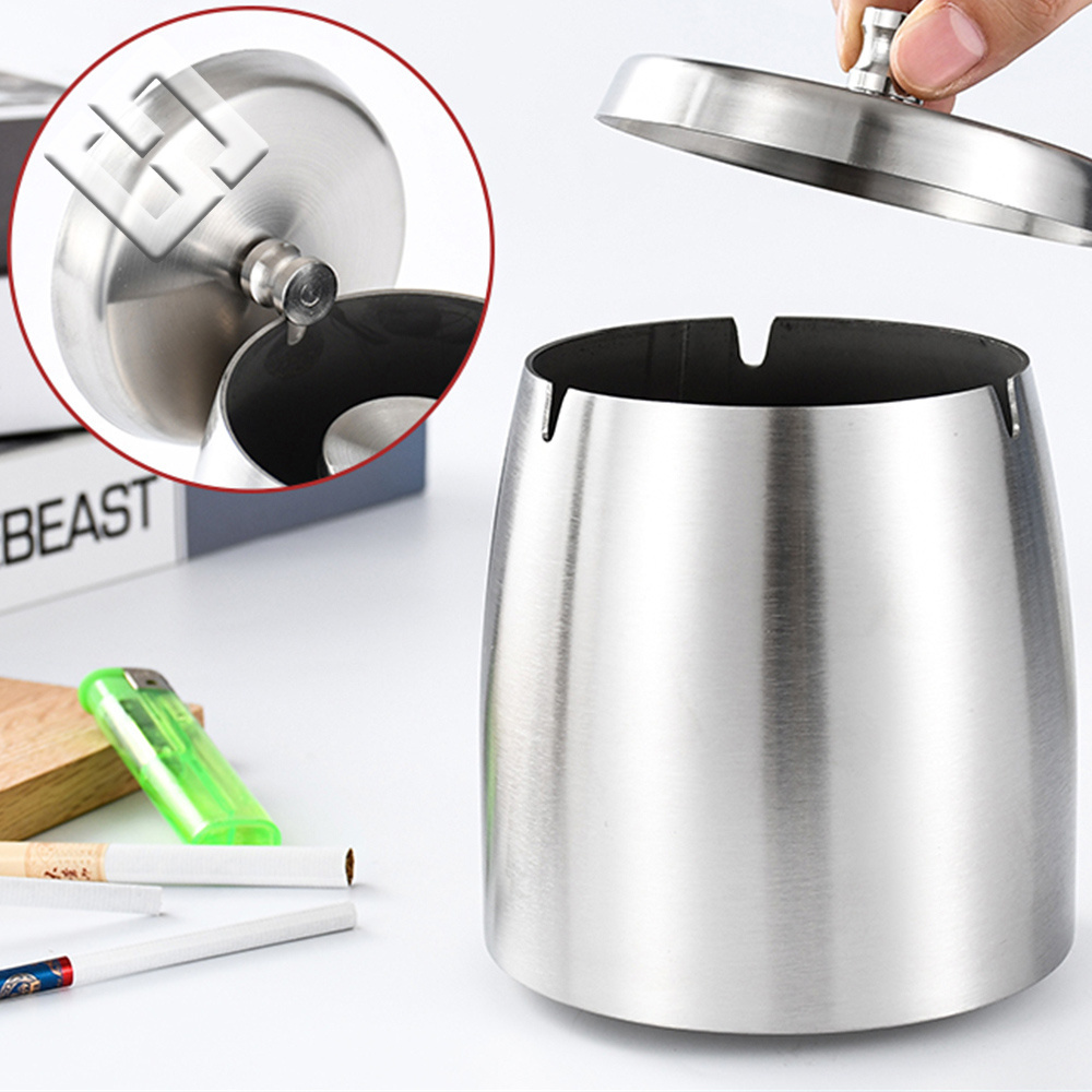 Original best-selling portable oblique ashtray stainless steel multi-size ashtray with lid