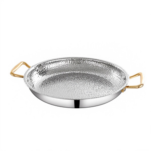 Commercial Korean Style Gold Stainless Steel Instant Noodles Small Cooker Two Ear Non Dry Frying Pan