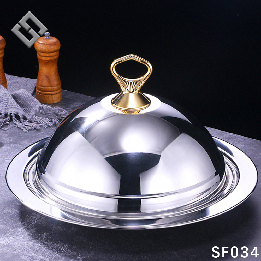 Steak Display Tray Dome Set Luxury Stainless Steel Insulation Insulation Stainless Steel Food Cover Plate Cover