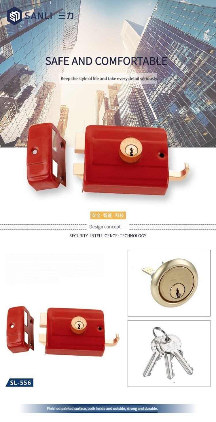 High Quality 556 Metal Gate Rim Locks Night Latch Lock Out Sliding Gate Bolt rim lock cylinder