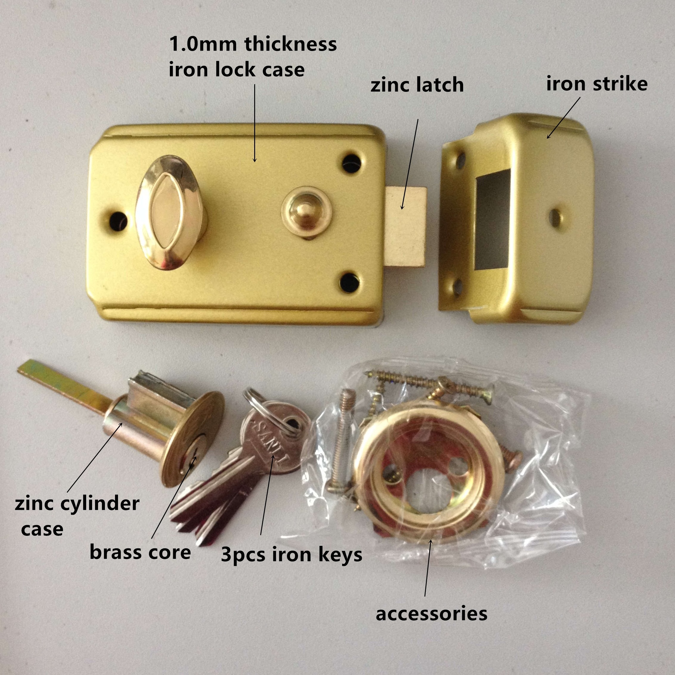 Sanli Manufacturer Factory Cheapest rim night latch lock 558b Lock single door lock