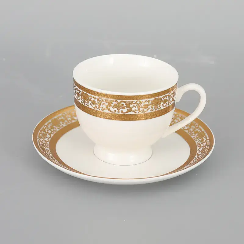 Luxury Royal Ceramic Dinnerware Plate With Gold Rim Decal For Wedding Hotel Banque Restaurant Home