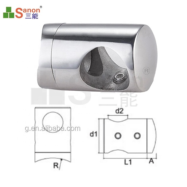 Stainless Steel Railing Accessories Cable Railing/Wire Rope Fittings Round Balustrade 13 16 19 Round Handrail Cross Bar Holder