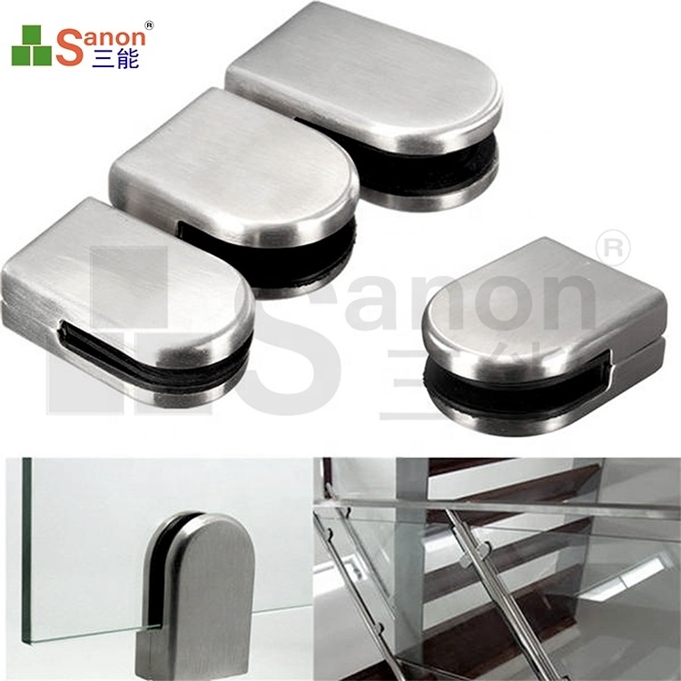 High Quality D Shape Stainless Steel Railing Holding Clip Wall Mounted Balustrade Glass Clamp For 10- 12 Mm Glass