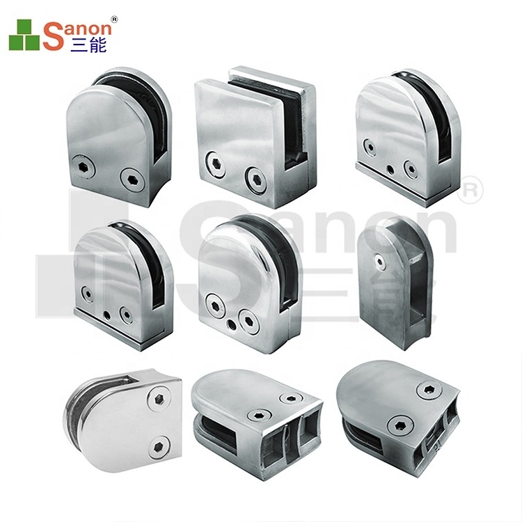 High Quality D Shape Stainless Steel Railing Holding Clip Wall Mounted Balustrade Glass Clamp For 10- 12 Mm Glass