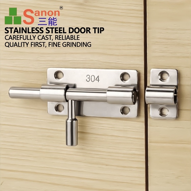 Hot Selling Satin 304 Stainless Steel 6 inch Durable Security Door Lock Flush Slide Barrel Lock Bolt