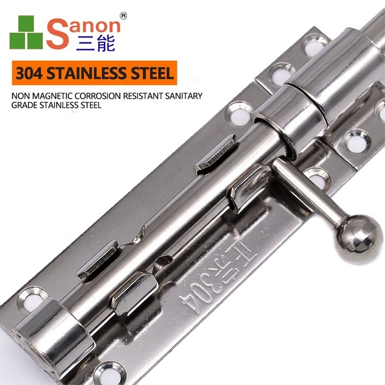 Hot Selling Satin 304 Stainless Steel 6 inch Durable Security Door Lock Flush Slide Barrel Lock Bolt