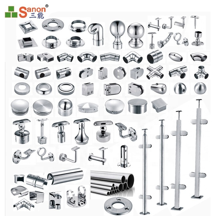 SANON Stair Railing Handrail Ss 201 304 316 Railing Fittings Balcony Stainless Steel Handrail Accessories