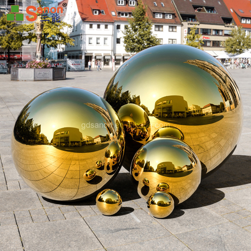 Customized Size Garden Metal Spheres Golden Polished Mirror Stainless Steel Decorative Ball