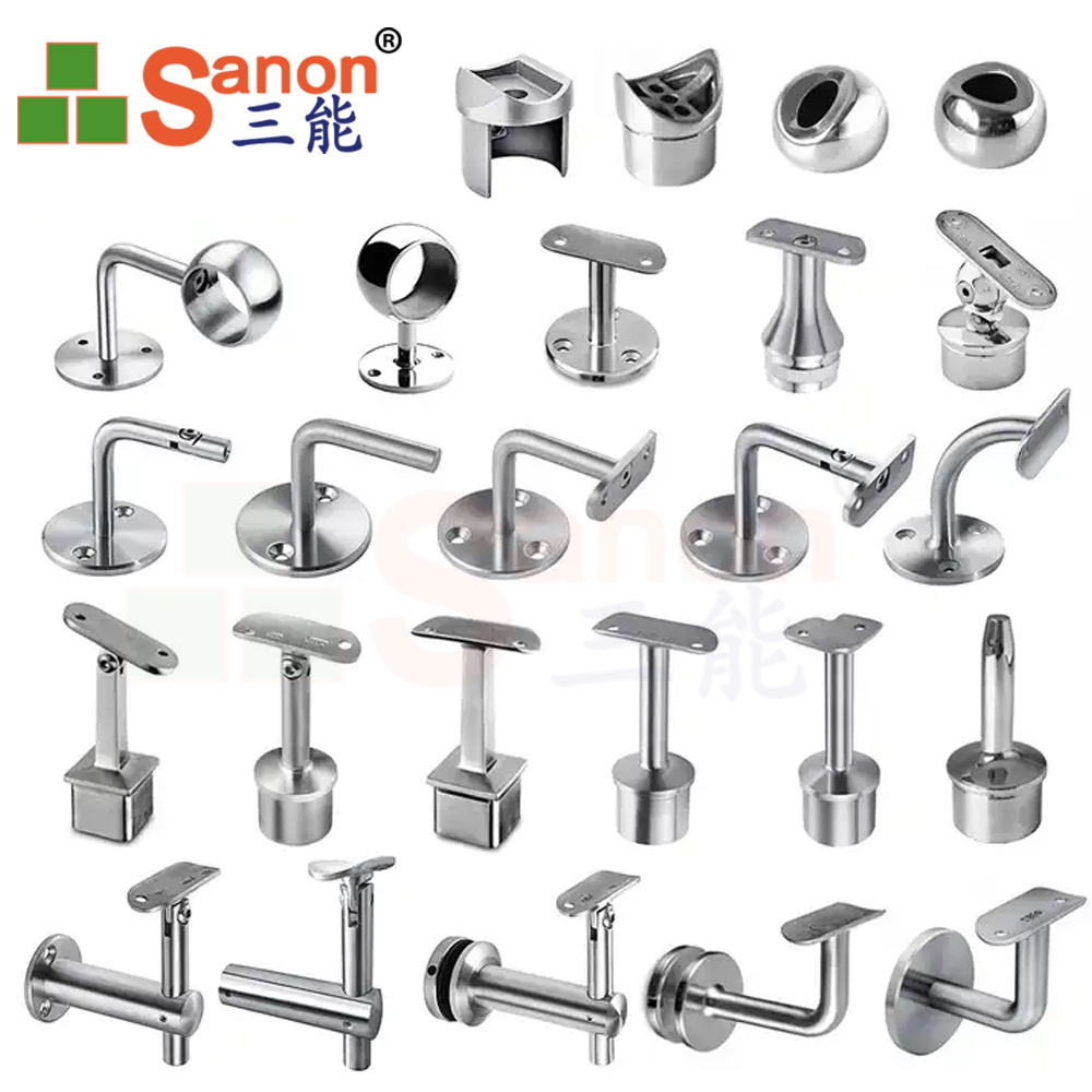 SANON 304 316 Stainless Casting Manufacturers Glass Balustrade Fittings Stainless Steel Accessories For Handrail Stair