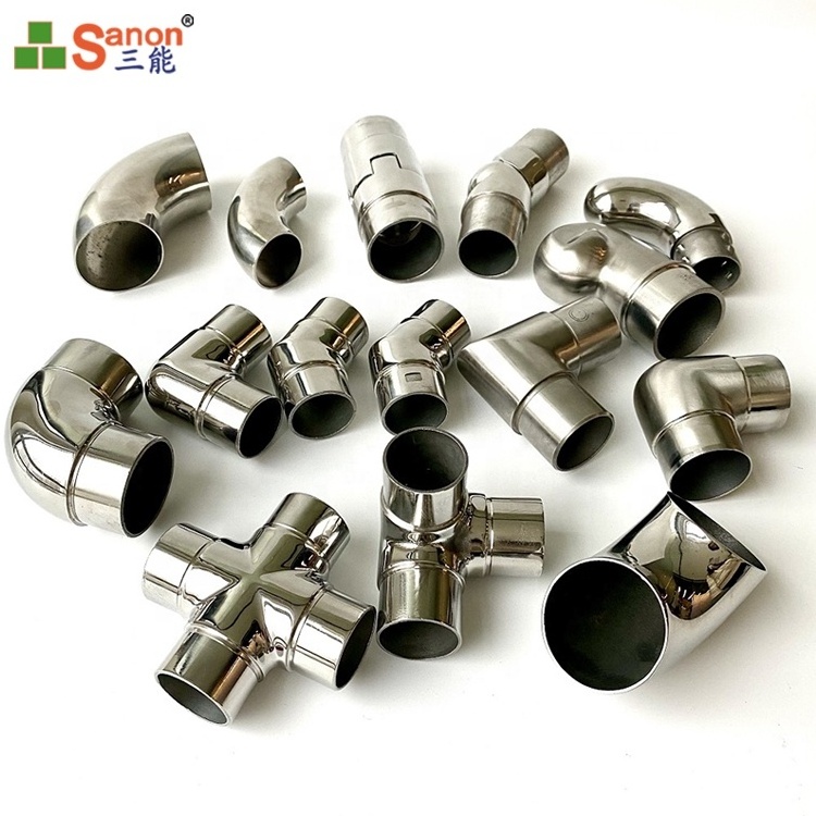 SANON Stair Railing Handrail Ss 201 304 316 Railing Fittings Balcony Stainless Steel Handrail Accessories