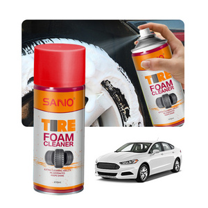 car care product aerosol tire shine and tire polish and tire foam cleaner spray