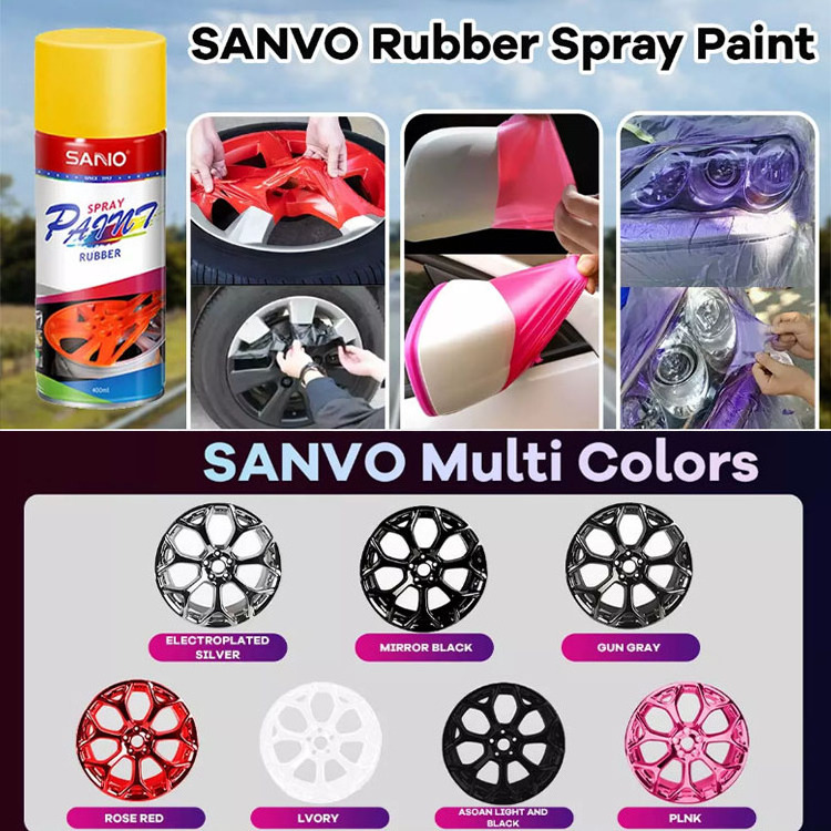 Sanvo  Aerosol  Peelable Car Wheel Coating Rubber Spray Paint Removable Rubber airosol Spray Paint aerosol heat paint