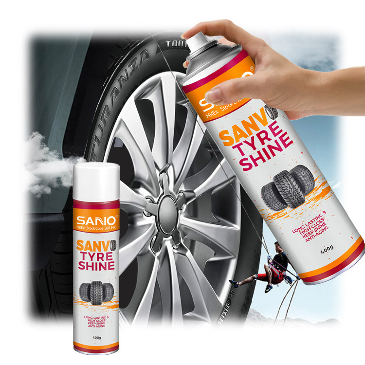 SANVO factory wholesale car cleaning aerosol sprays Manufacturer tire shine car care foam wax cleaner spray tire foam cleaner