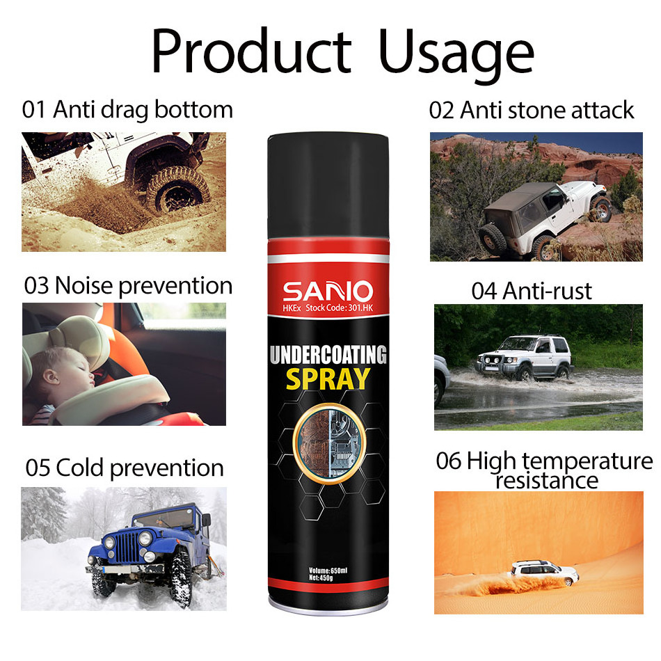 Sanvo OEM rubberized undercoating spray  corrosion-resistant wholesale paint in car care anti rust protection Undercoating Spray